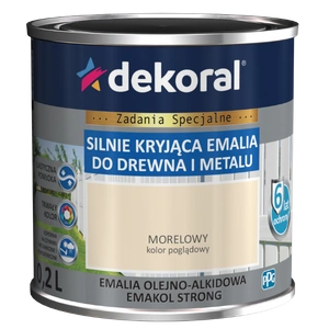 Farba ogólnego stosowania olejno-alkidowa DEKORAL SILNIE KRYJĄCA EMALIA DO DREWNA I METALU morelowy 0,2l