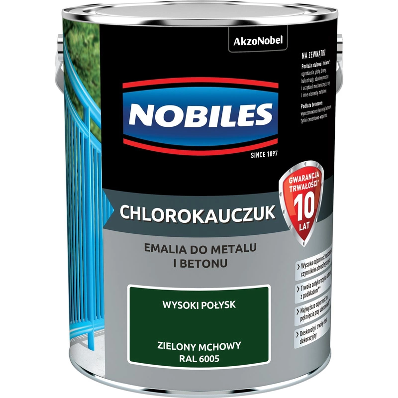 Farba do metalu i betonu NOBILES CHLOROKAUCZUK RAL 6005 połysk 5l