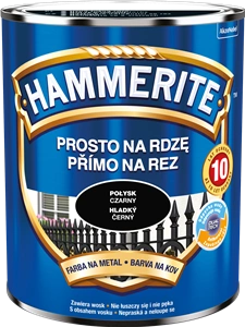 Farba do metalu HAMMERITE Prosto Na Rdzę Połysk Czarny 0,7l