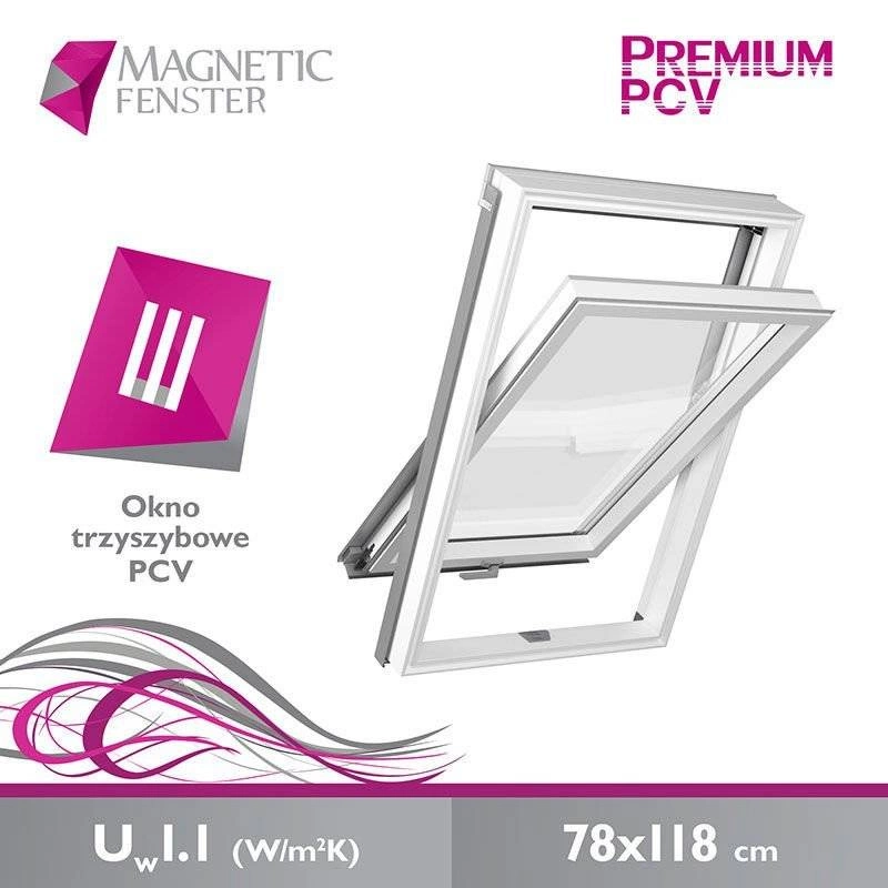 Zestaw okno dachowe MAGNETIC NEO APY M6A B1500 + kołnierz TFX falisty 3-szybowe RAL 7043 78x118