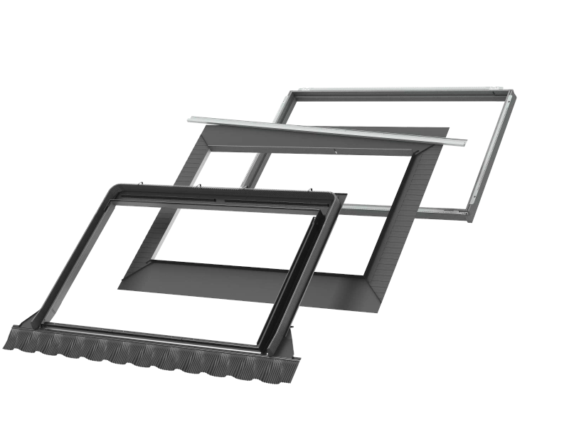 Kołnierz do okna dachowego Velux EDWS FFKF08 2000 RAL 7043 66x140 do pokryć wysokoprofilowanych