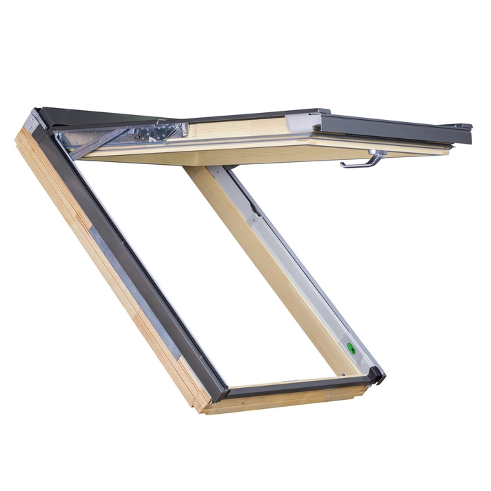 Okno dachowe Fakro FPP-V MAX U4 RAL 7022 55x118 3-szybowe drewniane