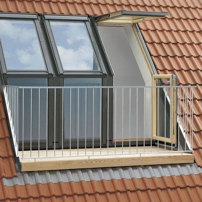 Balkon dachowy Velux VEC M35 2065 78x109 3-szybowe drewniane dół