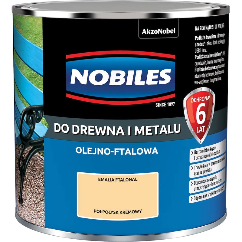 Farba do drewna i metalu olejno- ftalowa NOBILES FTALONAL Kremowy półpołysk 0,25l