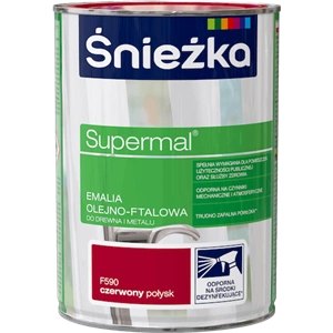 Farba do drewna i metalu olejno-ftalowa ŚNIEŻKA Supermal czerwony F590 połysk 0,8l