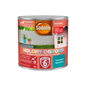 Farba dekoracyjno- ochronna do drewna SADOLIN KOLORY OGRODU Turkusowy Basenowy 0,25l