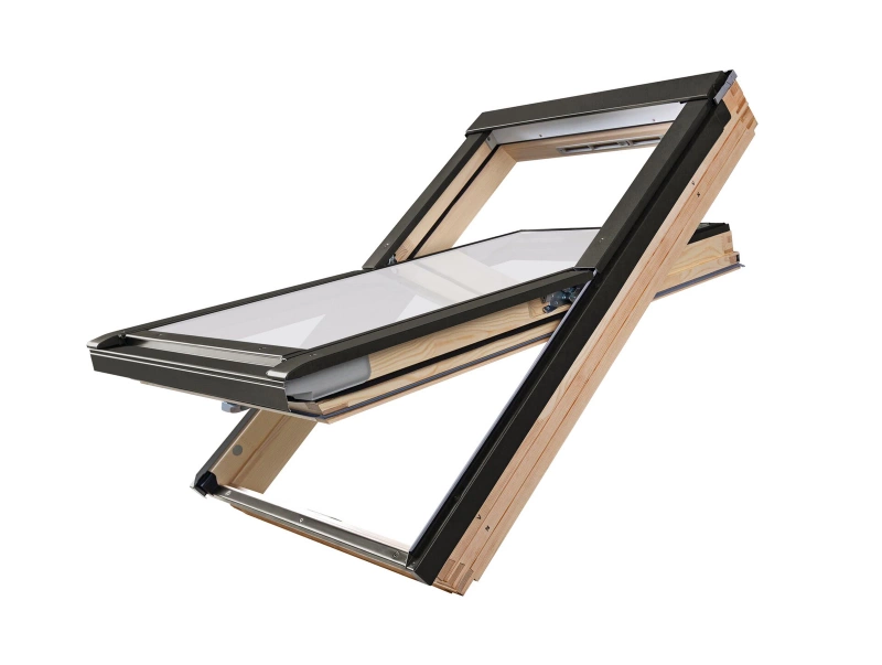 Zestaw okno dachowe FAKRO FTP-V U41 APMX 78X118 3-szybowe + kołnierz EHV-AT RAL 7016
