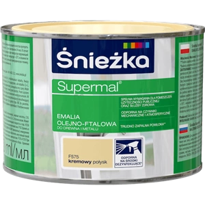 Farba do drewna i metalu olejno-ftalowa ŚNIEŻKA Supermal kremowy F575 połysk 0,4l