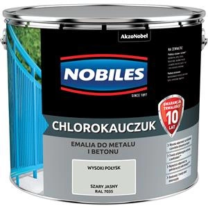 Farba do metalu i betonu NOBILES CHLOROKAUCZUK RAL 7035 połysk 10l