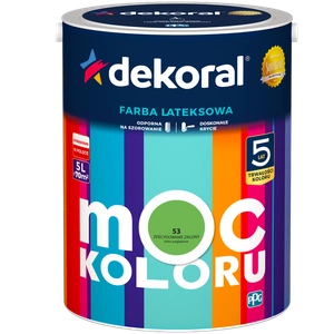Farba do ścian i sufitów lateksowa DEKORAL MOC KOLORU Zdecydowanie Zielony nr 53 mat 5l
