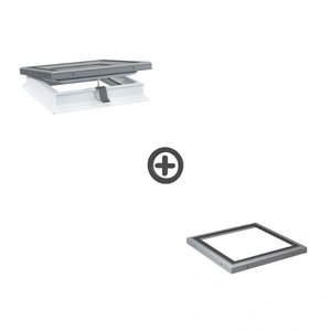 Zestaw okno do dachu płaskiego otwierane elektrycznie z modułem szklanym Rooflite+ FRE + FGT 3-szybowe 60x60