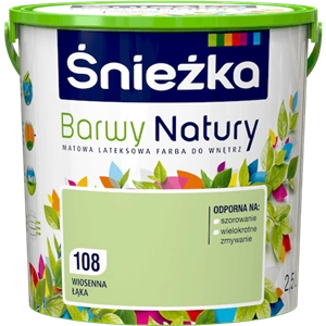 Farba do ścian lateksowa ŚNIEŻKA Barwy Natury wiosenna łąka 108 mat 2,5l