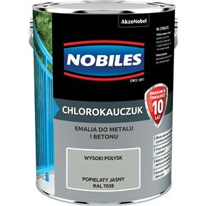 Farba do metalu i betonu NOBILES CHLOROKAUCZUK RAL 7038 połysk 5l