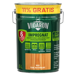 Impregnat do drewna VIDARON Powłokotwórczy teak naturalny V05  +11% GRATIS mat 5l