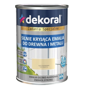 Farba ogólnego stosowania olejno-alkidowa DEKORAL SILNIE KRYJĄCA EMALIA DO DREWNA I METALU kość słoniowa 0,9l