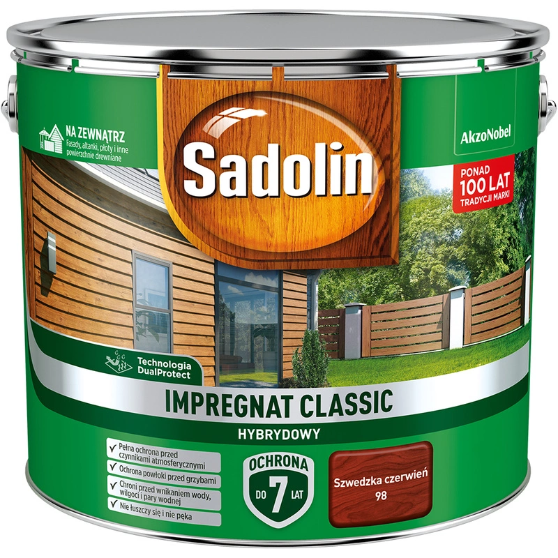 Impregnat do drewna SADOLIN Classic hybrydowy Szwedzka Czerwień 9l