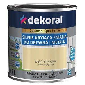 Farba ogólnego stosowania olejno-alkidowa DEKORAL SILNIE KRYJĄCA EMALIA DO DREWNA I METALU kość słoniowa 0,2l