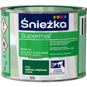 Farba do drewna i metalu olejno-ftalowa ŚNIEŻKA Supermal zielony miętowy F510 połysk 0,2l