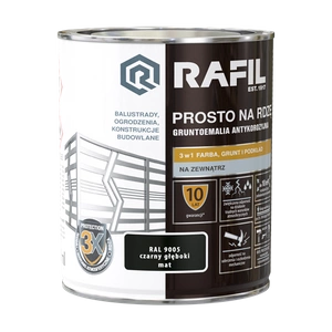 Gruntoemalia antykorozyjna RAFIL Prosto na rdzę  czarny głęboki RAL 9005 mat 0,75l