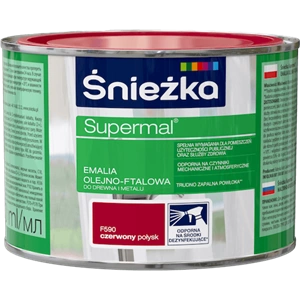 Farba do drewna i metalu olejno-ftalowa ŚNIEŻKA Supermal czerwony F590 połysk 0,4l