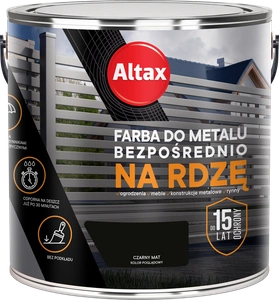 Farba do metalu ALTAX Bezpośrednio na rdzę czarny mat 2,5l