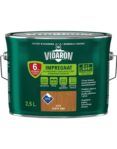 Impregnat do drewna VIDARON Powłokotwórczy złoty dąb V19 mat 2,5l