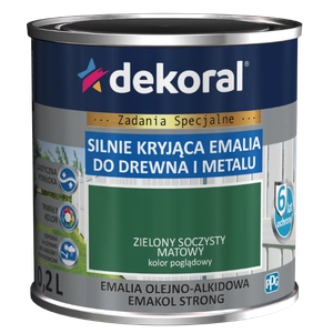 Farba ogólnego stosowania olejno-alkidowa DEKORAL SILNIE KRYJĄCA EMALIA DO DREWNA I METALU zielony soczysty matowy 0,2l