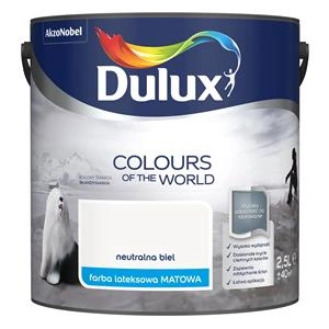 Farba do ścian i sufitów lateksowa Dulux Kolory Świata Neutralna Biel mat 2,5L