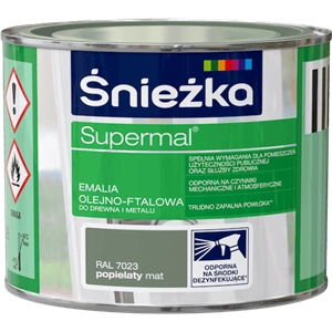 Farba do drewna i metalu olejno-ftalowa ŚNIEŻKA Supermal popielaty R7023 mat 0,2l