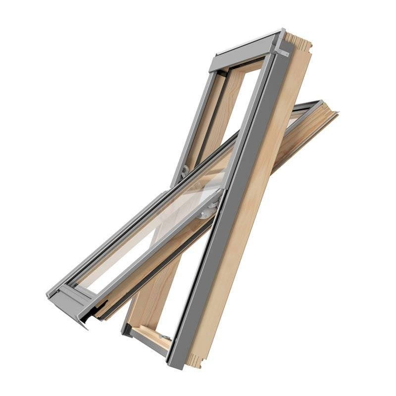 Zestaw okno dachowe ROOFLITE+ Solid Pine AAY C2A B900 drewniane + kołnierz falisty TFX 55x78