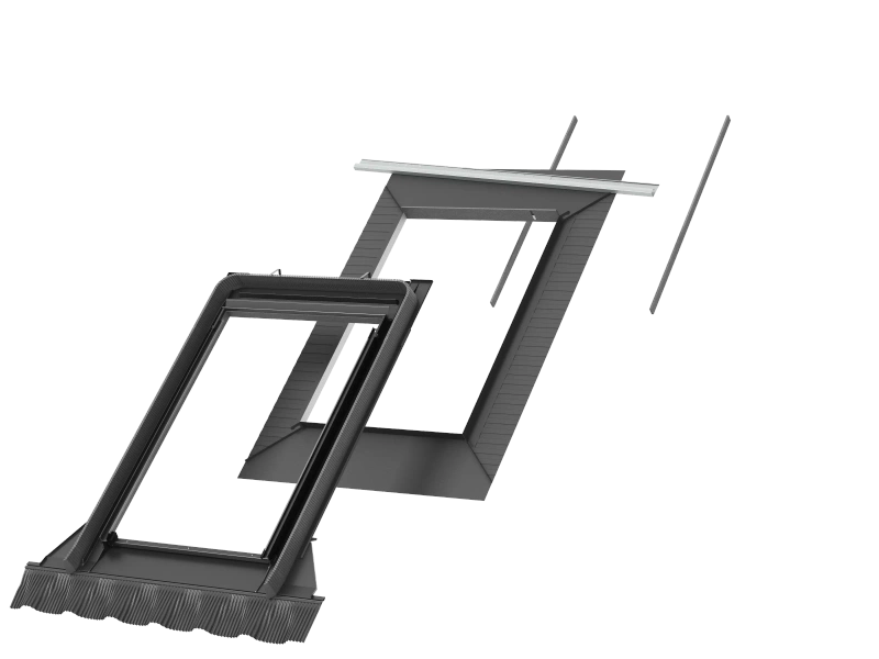 Kołnierz z BFX do okna dachowego Velux EDJ FK08 1000 RAL 7043 66x140 do obniżonego montażu do pokryć falistych