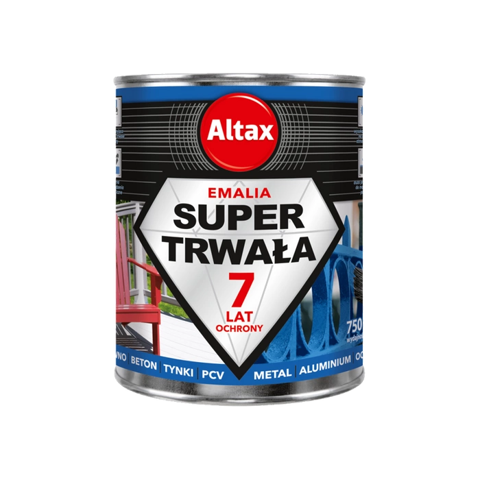 Emalia do drewna, metalu, betonu ALTAX Super Trwała czarny połysk 0,75l