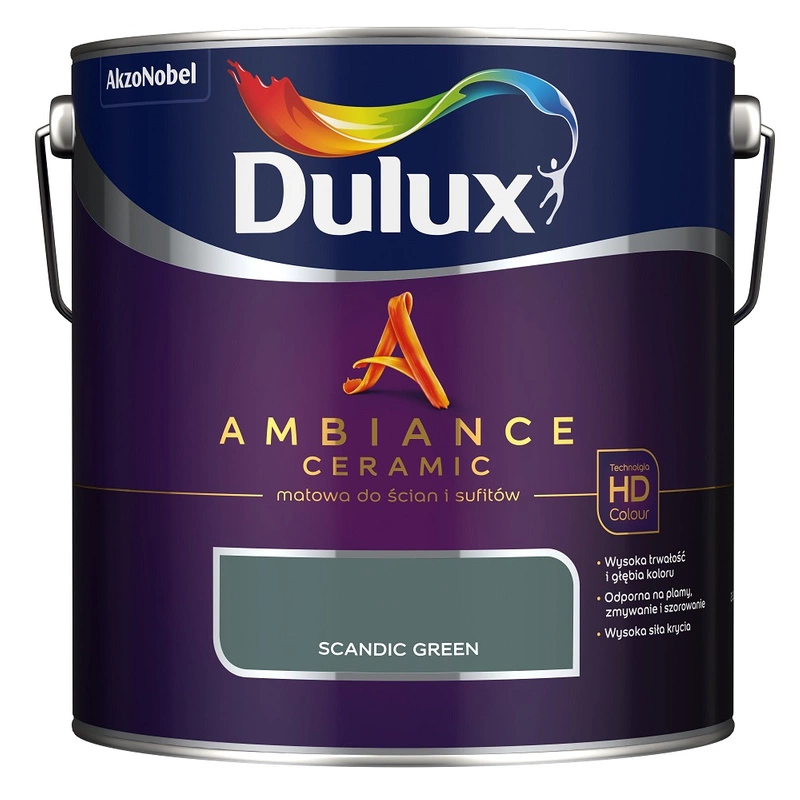 Farba do ścian i sufitów ceramiczna DULUX Ambiance Ceramic Scandic Green głęboki mat 2,5l