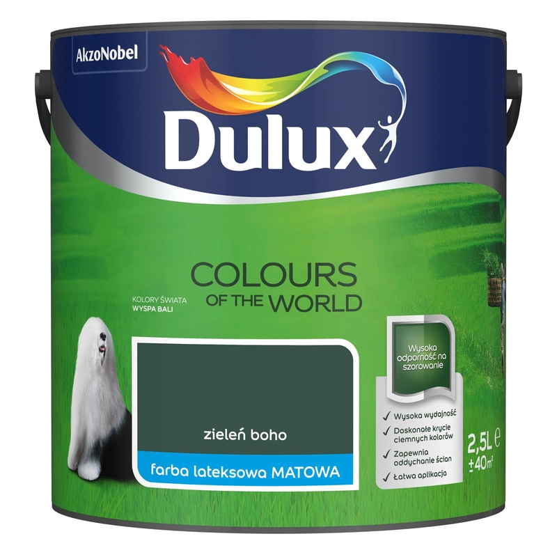 Farba do ścian i sufitów lateksowa Dulux Kolory Świata Zieleń Boho mat 2,5L