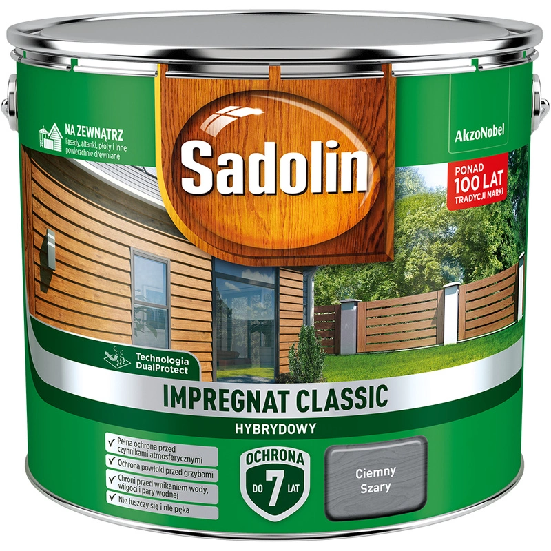 Impregnat do drewna SADOLIN Classic hybrydowy Ciemny Szary 9l