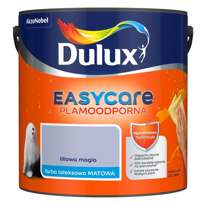 Farba do ścian i sufitów lateksowa Dulux EasyCare Liliowa magia mat 2,5L