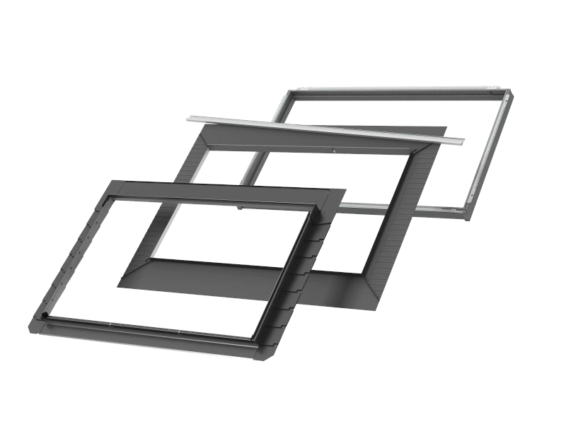 Kołnierz do okna dachowego Velux EDLS FFKF08 2000 RAL 7043 66x140 3w1 do płaskich pokryć dachowych