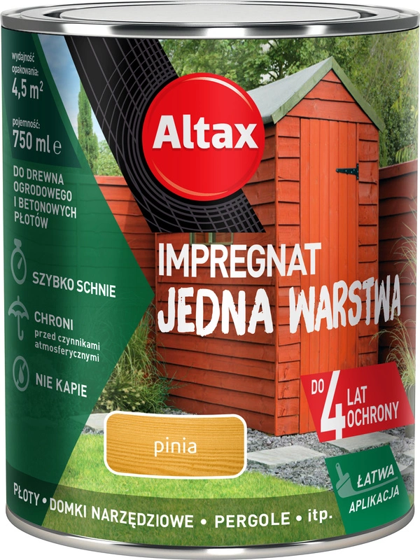 Impregnat do drewna ogrodowego ALTAX Jedna Warstwa pinia mat 0,75l