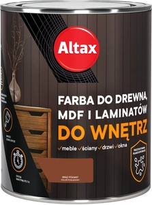 Farba do drewna,MDF i laminatów ALTAX do wnętrz brąz półmat 0,75l