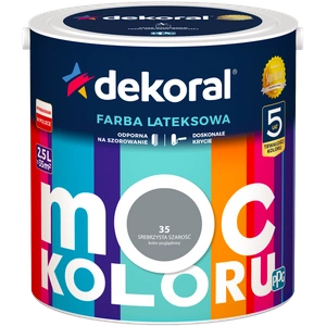 Farba do ścian i sufitów lateksowa DEKORAL MOC KOLORU Srebrzysta Szarość nr 35 mat 2,5l