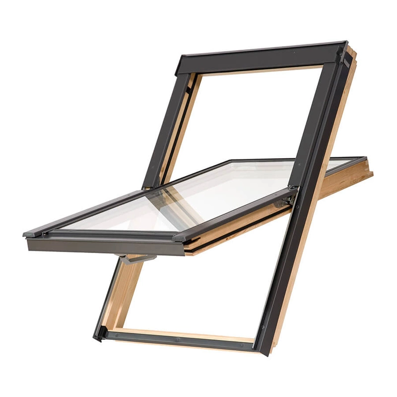 Zestaw okno dachowe MAGNETIC NEO DPY M8A B900 + kołnierz TFX falisty 2-szybowe RAL 7043 78x140