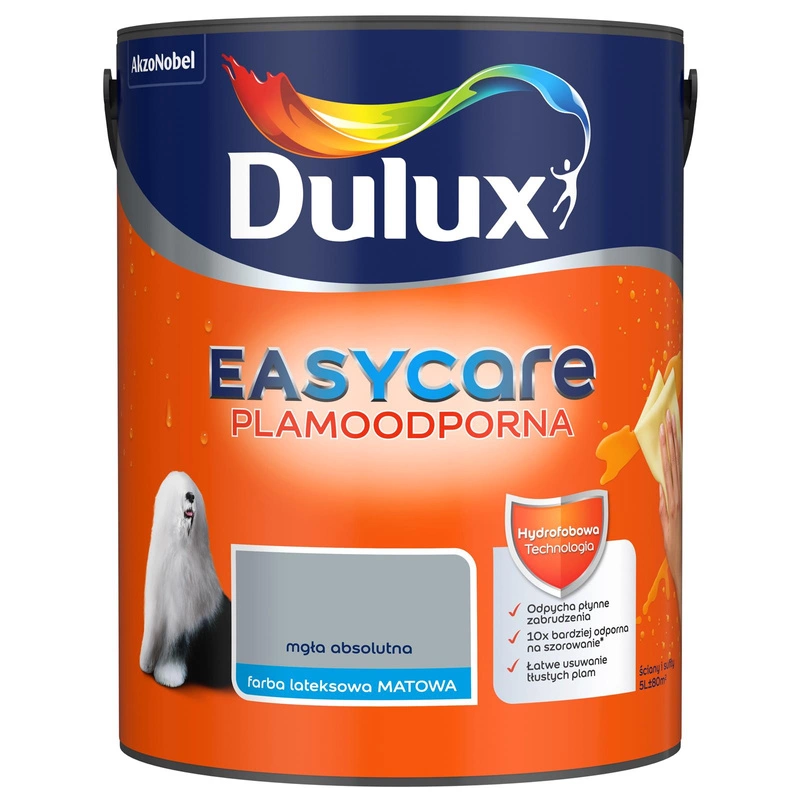 Farba do ścian i sufitów lateksowa Dulux EasyCare Mgła absolutna mat 5L