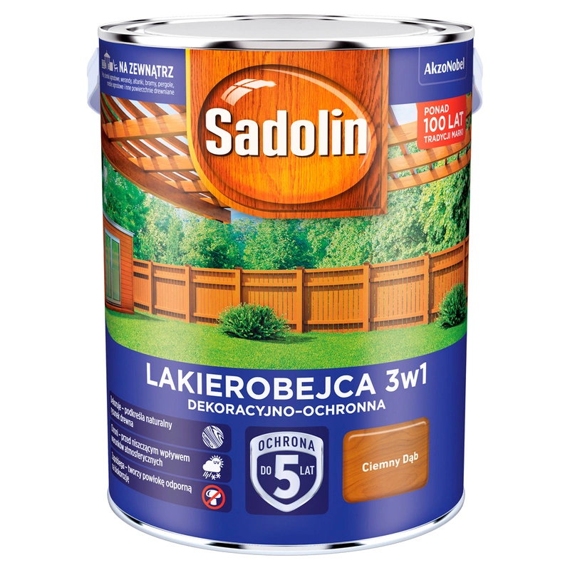 Lakierobejca do drewna SADOLIN LAKIEROBEJCA 3W1 Ciemny Dąb 5l