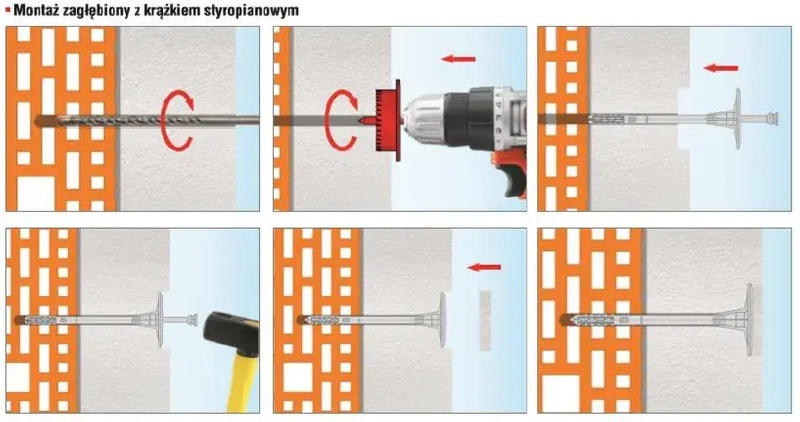 Kołek do mocowania izolacji trzpień tworzywowy z krótką strefą rozpierania WKRĘT-MET LTX 10x120mm - 200 szt.