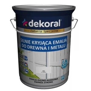 Farba ogólnego stosowania olejno-alkidowa DEKORAL SILNIE KRYJĄCA EMALIA DO DREWNA I METALU biały RAL 9003 10l
