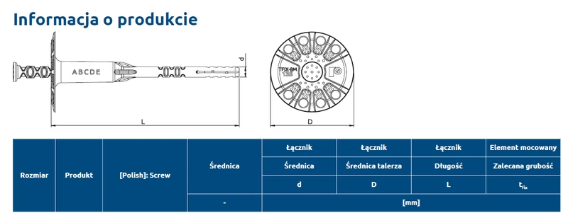 Kołek fasadowy z wbijanym trzpieniem metalowym RAWLPLUG R-TFIX-8M 8x235mm - 100 szt.