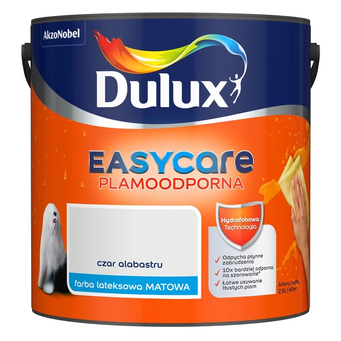 Farba do ścian i sufitów lateksowa Dulux EasyCare Czar alabastru mat 2,5L