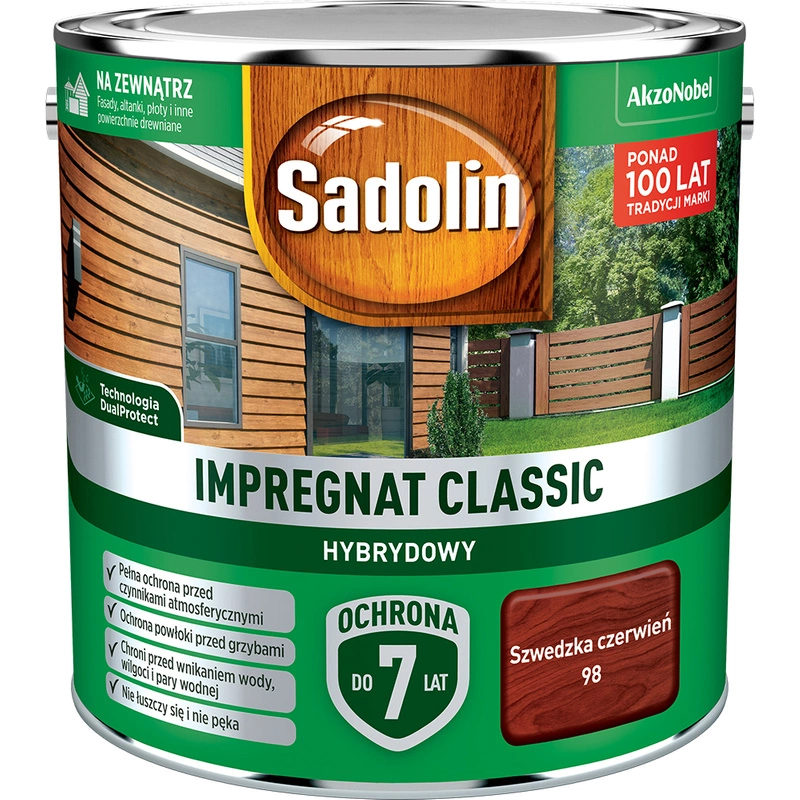 Impregnat do drewna SADOLIN Classic hybrydowy Szwedzka Czerwień 2,5l