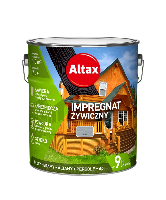 Impregnat do drewna ALTAX żywiczny szary mat 9l