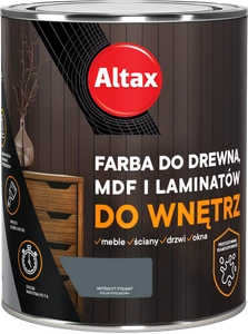 Farba do drewna,MDF i laminatów ALTAX do wnętrz antracyt półmat 0,75l